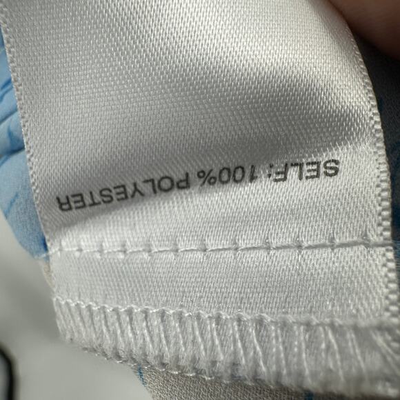 Rose + Olive Shirt Sz M Light Blue White Floral Patchwork Button Up Short Sleeve - Picture 8 of 9